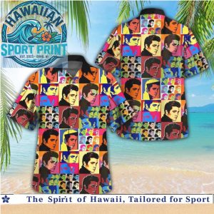 Elvis Presley Pop Art Multi Panel Andy Warhol Hawaiian Shirt