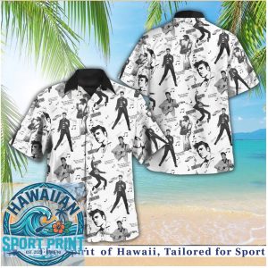 Elvis Presley Rock and Roll Black and White Hawaiian Shirt