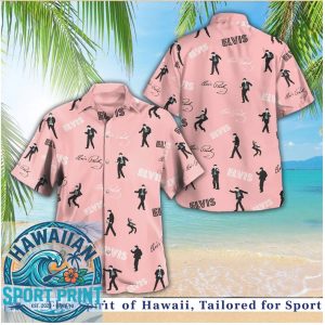 Elvis Presley Silhouette Black And Pink Retro Rock And Roll Hawaiian Shirt
