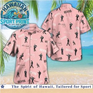 Elvis Presley Silhouette Black And Pink Retro Rock And Roll Hawaiian Shirt