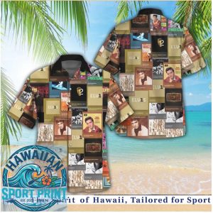 Elvis Presley Vintage Album Cover Retro Photo Collage Hawaiian Shirt