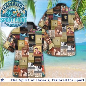 Elvis Presley Vintage Album Cover Retro Photo Collage Hawaiian Shirt