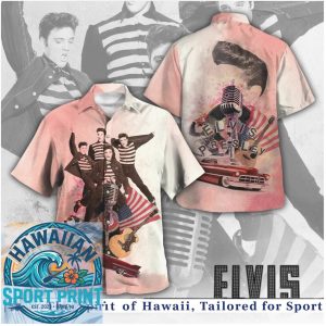 Elvis Presley Vintage Microphone Classic Car Retro Music Fan Hawaiian Shirt