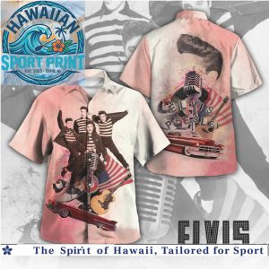 Elvis Presley Vintage Microphone Classic Car Retro Music Fan Hawaiian Shirt