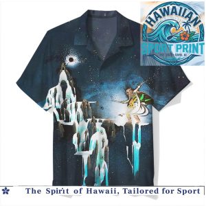 Ethereal Fantasy Waterfall Cosmic Night Sky Hawaiian Shirt
