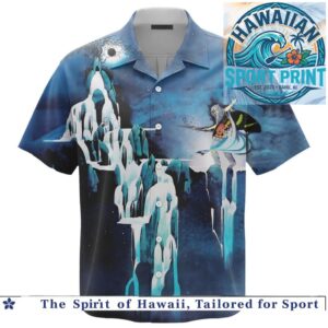 Fantasy Ice Waterfall Magic Wizard Mystic Blue Hawaiian Shirt