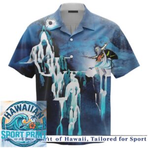 Fantasy Ice Waterfall Magic Wizard Mystic Blue Hawaiian Shirt