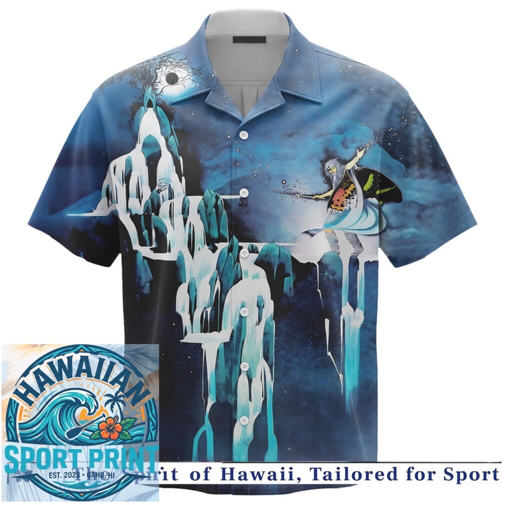 Fantasy Ice Waterfall Magic Wizard Mystic Blue Hawaiian Shirt Fantasy Ice Waterfall Magic Wizard Mystic Blue Hawaiian Shirt