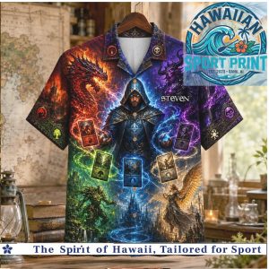Fantasy Magic Wizard Dragon RPG Gaming Steven Name Hawaiian Shirt