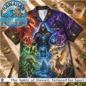Fantasy Magic Wizard Dragon RPG Gaming Steven Name Hawaiian Shirt