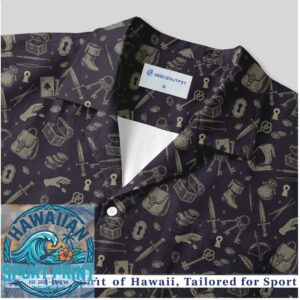 Fantasy RPG Dungeon Items Keys Chests Dark Pattern Hawaiian Shirt