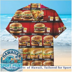 Fast Food Menu Burgers Fries Retro Fastfood Graphic Hawaiian Shirt