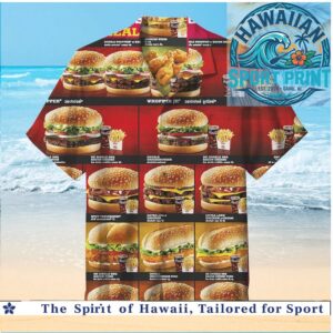 Fast Food Menu Burgers Fries Retro Fastfood Graphic Hawaiian Shirt