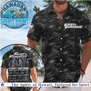 Fast and Furious 25 Years Saga Cast Cars Tropical Summer Hawaiian Shirt Beach