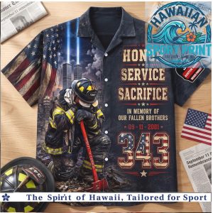 Firefighter 9 11 Memorial Honor Service Sacrifice American Flag Hawaiian Shirt