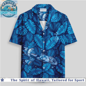 Firefly Serenity Spaceship Tropical Blue Leaf Aloha Hawaiian Shirt