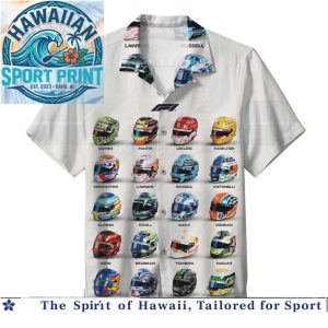 Formula One Racing Helmets Drivers Summer Casual Hawaiian Shirt