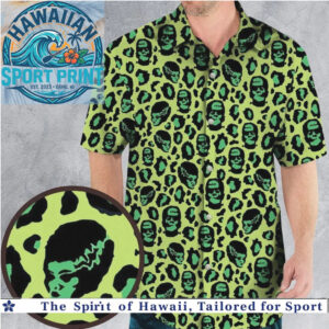 Frankenstein Monster Green Leopard Print Hawaiian Shirt