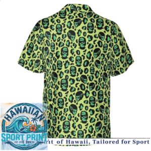 Frankenstein Monster Green Leopard Print Hawaiian Shirt