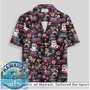 Funny Cat Dinosaur Neon Retro Arcade Gaming Hawaiian Shirt