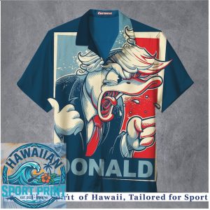 Funny Donald Duck Cartoon Political Parody Retro Hawaiian Shirt