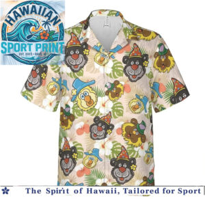 Funny Party Animals Tropical Leaves Birthday Hawaiian Shirt