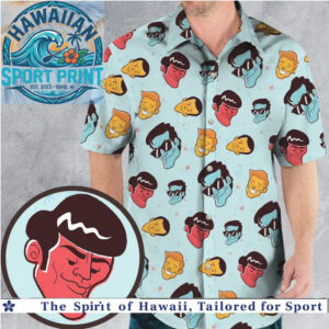 Funny Retro Cartoon Faces Pop Art Hawaiian Shirt