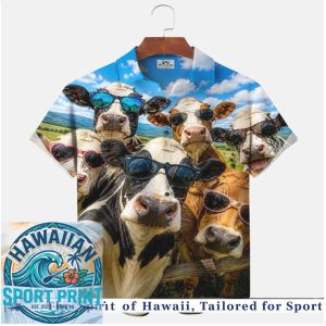 Funny Selfie Cows With Sunglasses Summer Farm Tropical Hawaiian Shirt