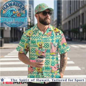Funny SpongeBob and Patrick Tiki Style Summer Hawaiian Shirt