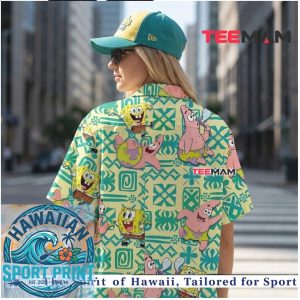 Funny SpongeBob and Patrick Tiki Style Summer Hawaiian Shirt