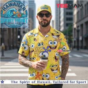 Funny Spongebob Faces Yellow Pattern Hawaiian Shirt