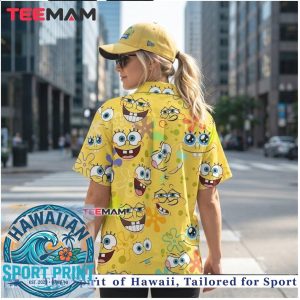 Funny Spongebob Faces Yellow Pattern Hawaiian Shirt