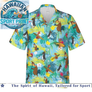 Funny Surfing Rooster Tropical Vacation Aloha Hawaiian Shirt