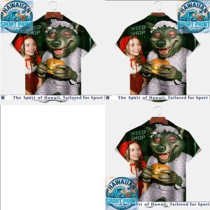 Stoner Wolf Weed Shop Burger Funny Meme Tropical Hawaiian Shirt