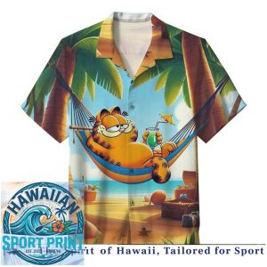 Garfield Beach Summer Vacation Cartoon Tropical Hawaiian Shirt