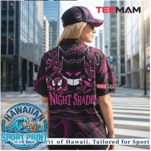 Gengar Ghost Type Pokémon Dark Night Tropical Hawaiian Shirt