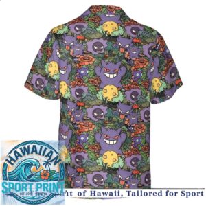 Gengar Pokemon Spooky Night Garden Halloween Hawaiian Shirt