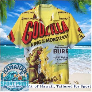 Godzilla King of the Monsters Vintage Movie Poster Sci Fi Hawaiian Shirt