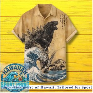 Godzilla The Great Wave Japanese Art Vintage Hawaiian Shirt