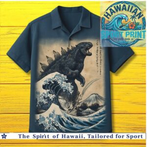 Godzilla The Great Wave Off Kanagawa Japanese Vintage Hawaiian Shirt