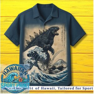 Godzilla The Great Wave Off Kanagawa Japanese Vintage Hawaiian Shirt