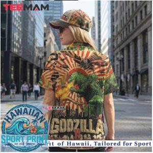 Godzilla Vs Mothra Epic Battle Vintage Sunset Graphic Hawaiian Shirt