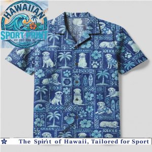 Golden Retriever Tropical Beach Sunset Summer Hawaiian Shirt