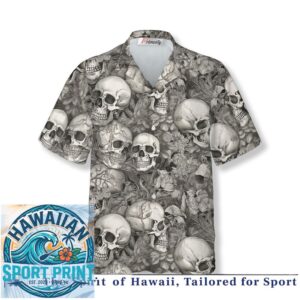 Goth Skull Floral Dark Aesthetic Tropical Hawaiian Shirt