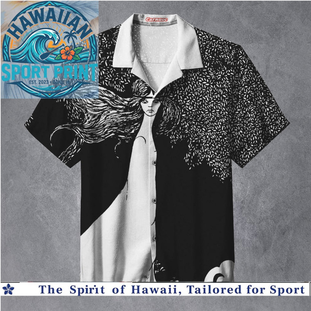 Gothic Art Black and White Surreal Woman Hawaiian Shirt Gothic Art Black and White Surreal Woman Hawaiian Shirt