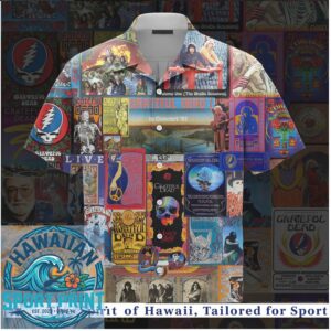 Grateful Dead Concert Poster Collage Rock Summer Hawaiian Shirt