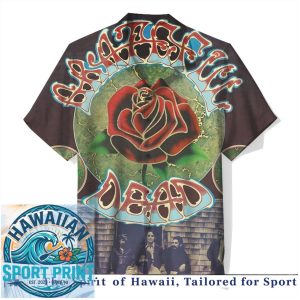 Grateful Dead Rose Skull Rock Band Tropical Hawaiian Shirt