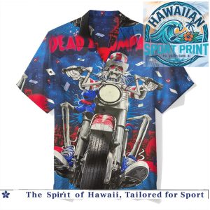 Grateful Dead Skeleton Motorcycle Uncle Sam Rock Music Hawaiian Shirt