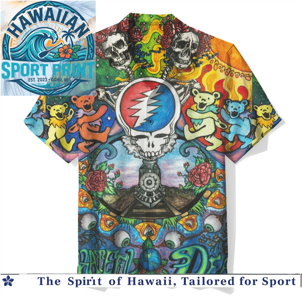 Grateful Dead Skeleton Roses Steal Your Face Psychedelic Rock Hawaiian Shirt Grateful Dead Skeleton Roses Steal Your Face Psychedelic Rock Hawaiian Shirt