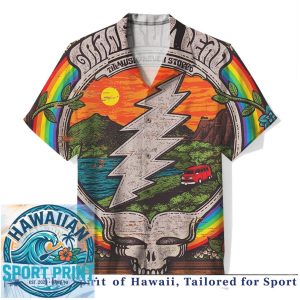 Grateful Dead Steal Your Face Rainbow Sunset Music Hawaiian Shirt